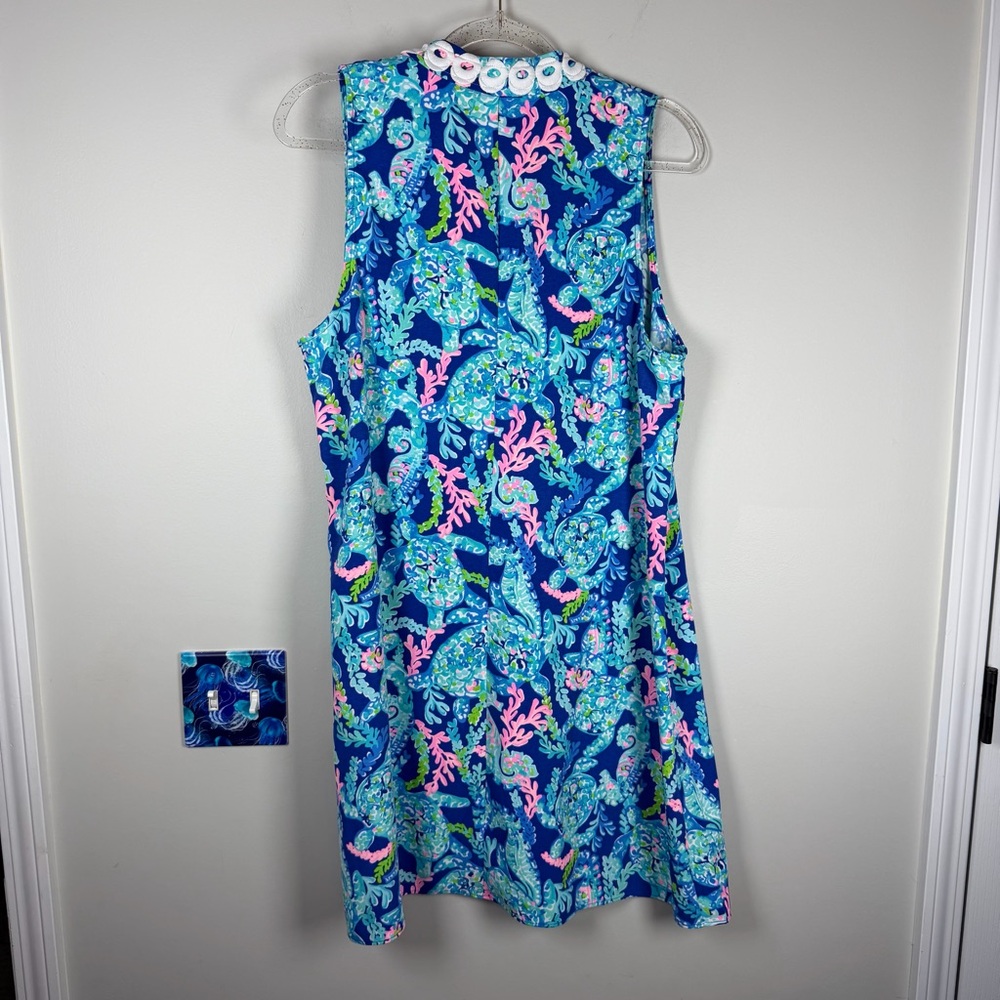 NWT Lilly Pulitzer Jane Shift Dress Turtle Villa CORSICA BLUE Size 14 Beach - Picture 12 of 14
